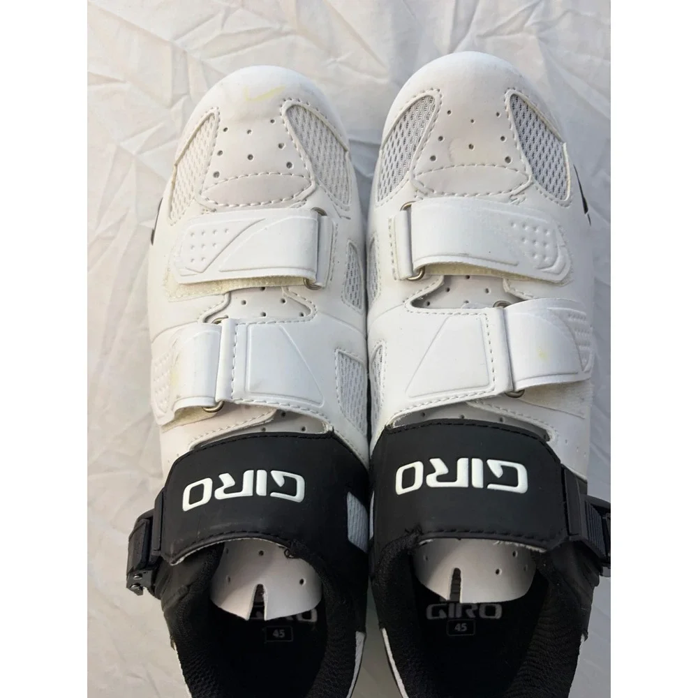 Giro Mens Road Cycling Shoes White Black Ratchet Strap Cleats Size 45 - Picture 3 of 8